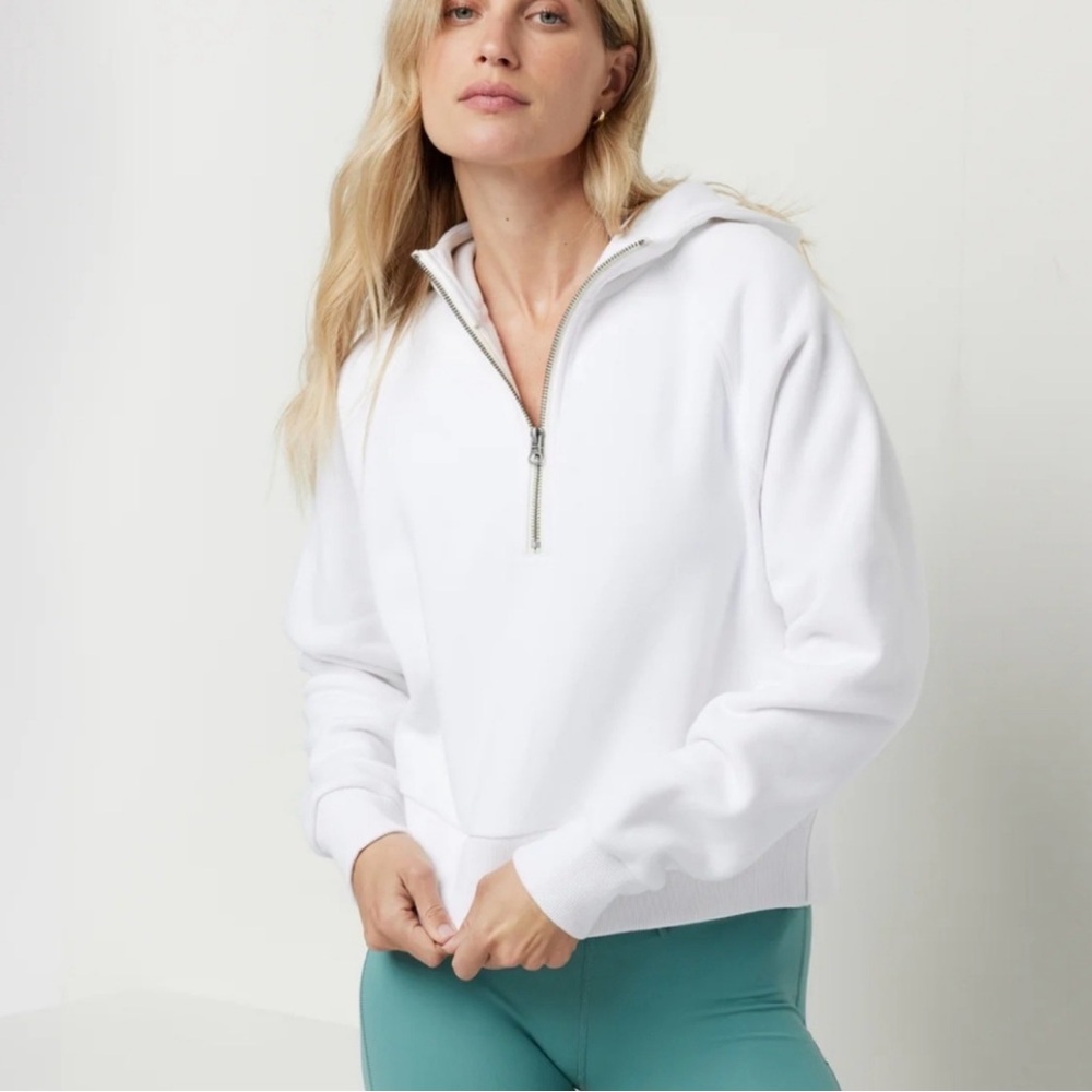 Vuori Restore Half-Zip Hoodie in White
